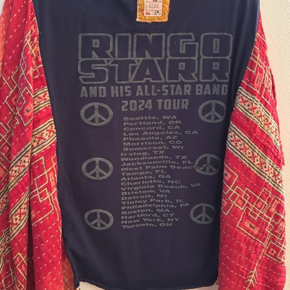 RINGO STARR Kantha Band TShirt Poncho Top w sleeves Handmade Boho One of a Kind - Picture 4 of 4